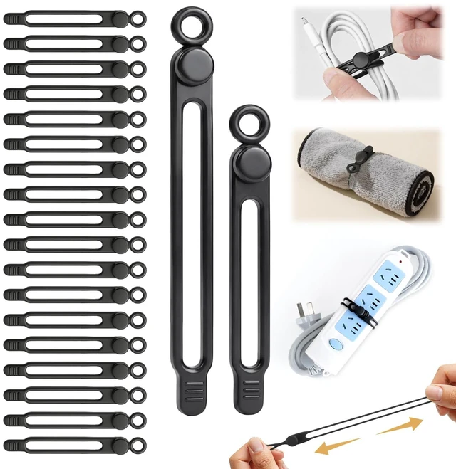 Main image of 30 Pcs Silicone Cable Ties, Reusable Data Cable Organizer for Home Office High Elastic, Multipurpose, Cable Management for Charging Cord, Electronics, Computer, Appliances, Travel Essentials