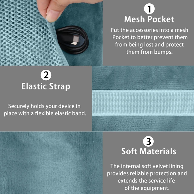 Alt view image 5 of 7 - for Bose New SoundLink Micro 2nd Gen Speaker Protective Case, Blue EVA Hard Shell, Soft Velvet Lining, Durable Wrist Strap, Portable Travel Bag with Carabiner, Mesh Accessory Pocket