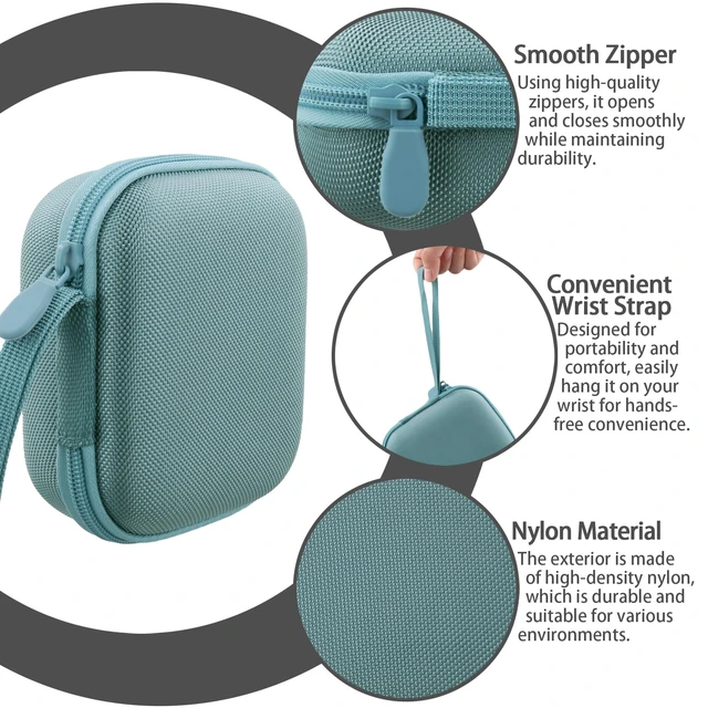 Alt view image 6 of 7 - for Bose New SoundLink Micro 2nd Gen Speaker Protective Case, Blue EVA Hard Shell, Soft Velvet Lining, Durable Wrist Strap, Portable Travel Bag with Carabiner, Mesh Accessory Pocket