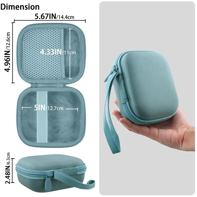 Alt view image 7 of 7 - for Bose New SoundLink Micro 2nd Gen Speaker Protective Case, Blue EVA Hard Shell, Soft Velvet Lining, Durable Wrist Strap, Portable Travel Bag with Carabiner, Mesh Accessory Pocket