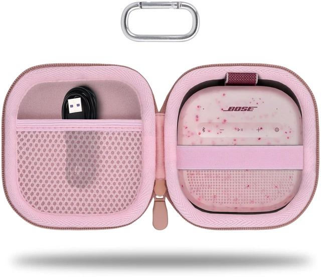 Main image of for Bose New SoundLink Micro 2nd Gen Speaker Protective Case, Petal Pink EVA Hard Shell, Soft Velvet Lining, Durable Wrist Strap, Portable Travel Bag with Carabiner, Mesh Accessory Pocket