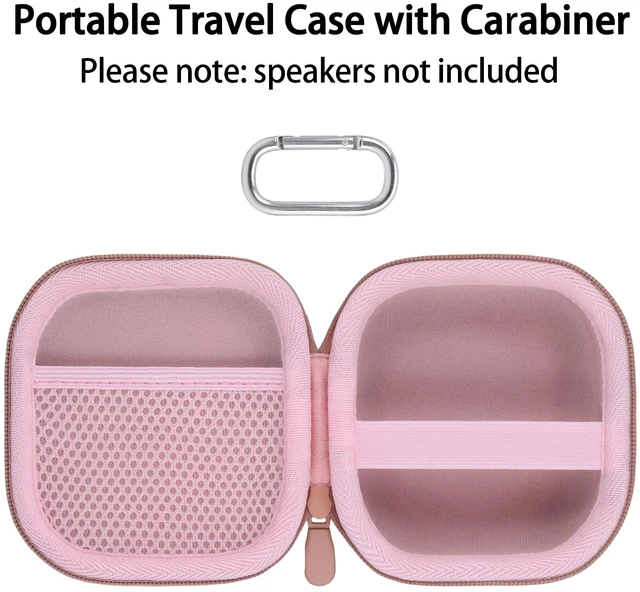 Alt view image 3 of 7 - for Bose New SoundLink Micro 2nd Gen Speaker Protective Case, Petal Pink EVA Hard Shell, Soft Velvet Lining, Durable Wrist Strap, Portable Travel Bag with Carabiner, Mesh Accessory Pocket