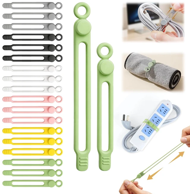 Main image of 30 Pcs Silicone Cable Ties, Reusable Data Cable Organizer for Home Office High Elastic, Multipurpose, Cable Management for Charging Cord, Electronics, Computer, Appliances, Travel Essentials