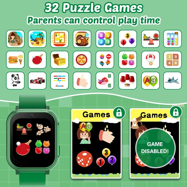Alt view image 4 of 7 - Waterproof Smart Watch for Kids Boys Toys Age 5-12 with 32 Games Dual Camera, Habit Tracking, Music Player, Video, Alarm Clock, HD Touchscreen Kids Smart Watch Gift for Kid