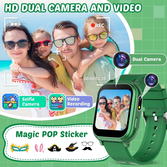 Alt view image 5 of 7 - Waterproof Smart Watch for Kids Boys Toys Age 5-12 with 32 Games Dual Camera, Habit Tracking, Music Player, Video, Alarm Clock, HD Touchscreen Kids Smart Watch Gift for Kid