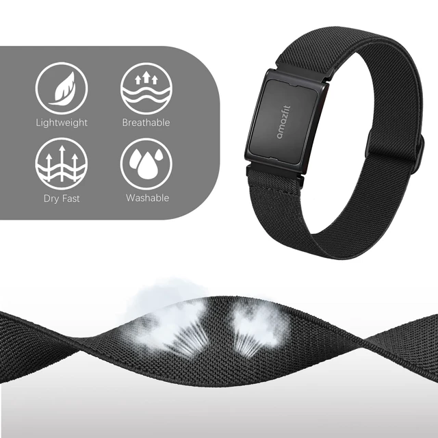 Alt view image 2 of 7 - Stretchy Bicep Arm Bands Compatible with Amazfit Helio Fitness Tracker,22mm Soft Breathable Lightweight Nylon Adjustable 38cm Long Replacement Sports Ankle Straps for Women Men Accessory