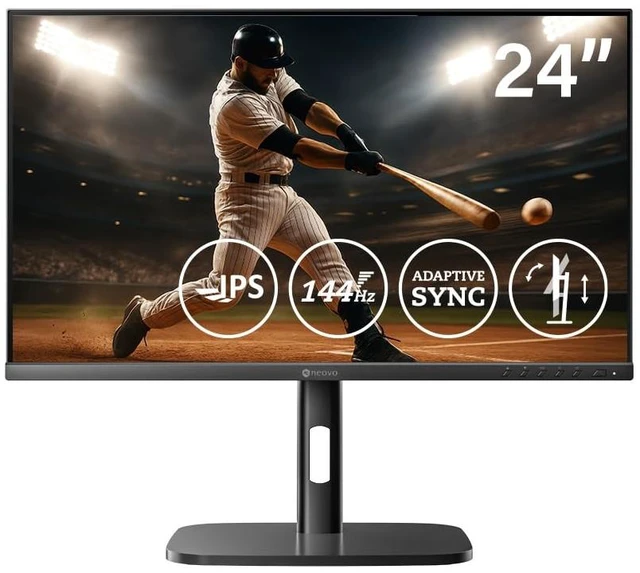Main image of MH2404 24 Inch Height Adjustable Monitor 144Hz, Adaptive Sync, Pivot, Swivel, Tilt, HDMI & DP Ports, VESA Compatible, Speakers