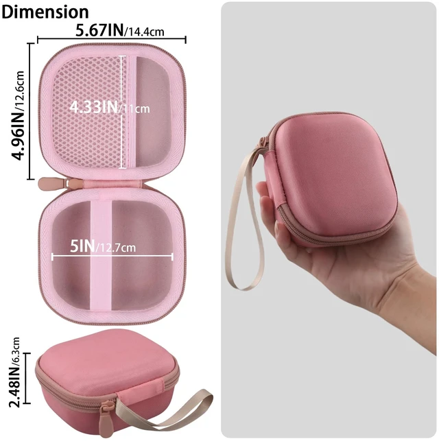 Alt view image 7 of 7 - for Bose New SoundLink Micro 2nd Gen Speaker Protective Case, Petal Pink EVA Hard Shell, Soft Velvet Lining, Durable Wrist Strap, Portable Travel Bag with Carabiner, Mesh Accessory Pocket
