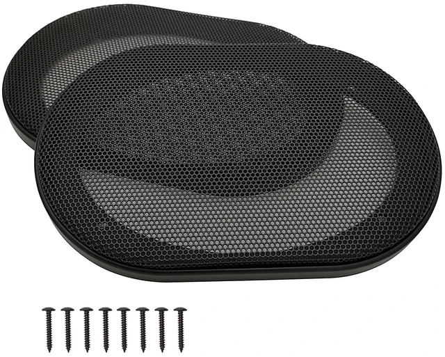 Main image of 4"×6" Speaker Grill Covers, Black Color, 2Pcs ABS Plastic Frame with Metal Mesh, Two-piece Design, Car / Home Audio Speaker Subwoofer Guard Protector