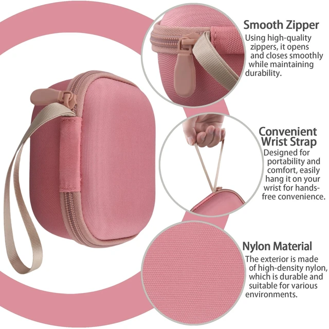 Alt view image 6 of 7 - for Bose New SoundLink Micro 2nd Gen Speaker Protective Case, Petal Pink EVA Hard Shell, Soft Velvet Lining, Durable Wrist Strap, Portable Travel Bag with Carabiner, Mesh Accessory Pocket