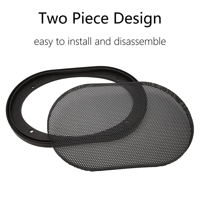 Alt view image 6 of 7 - 4"×6" Speaker Grill Covers, Black Color, 2Pcs ABS Plastic Frame with Metal Mesh, Two-piece Design, Car / Home Audio Speaker Subwoofer Guard Protector