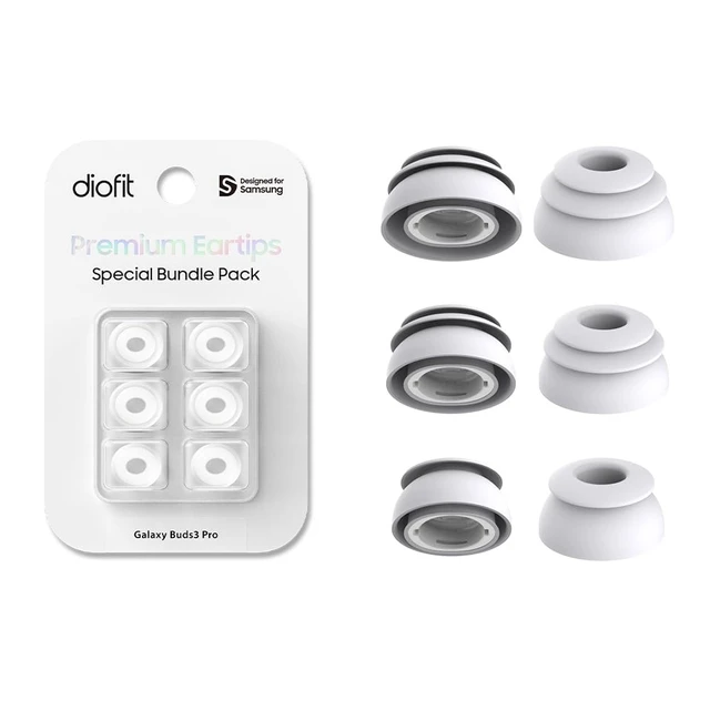 Alt view image 7 of 7 - Premium Multi-Flange Eartips for Galaxy Buds3 Pro (White, Mixed(SML)) Always Fits, Never Slips