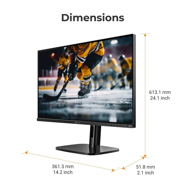 Alt view image 6 of 6 - MH2404 24 Inch Height Adjustable Monitor 144Hz, Adaptive Sync, Pivot, Swivel, Tilt, HDMI & DP Ports, VESA Compatible, Speakers