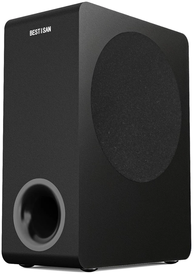 Main image of Basscore Powered Subwoofer, 8 Side-Firing 100W Sub, Class-D Amp, Subwoofers for Receiver/Home Theater System, Auto On/Off, RCA, LFE, AUX Input, High-Level Speaker Input & Output