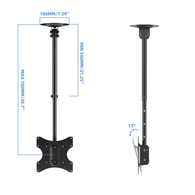 Alt view image 3 of 7 - Ceiling TV Mount Fits Most 23-43 inch LCD LED Plasma Panel Display with Max VESA 200x200mm Loaded up to 35kg/77.16lbs Height Adjustable MC3260