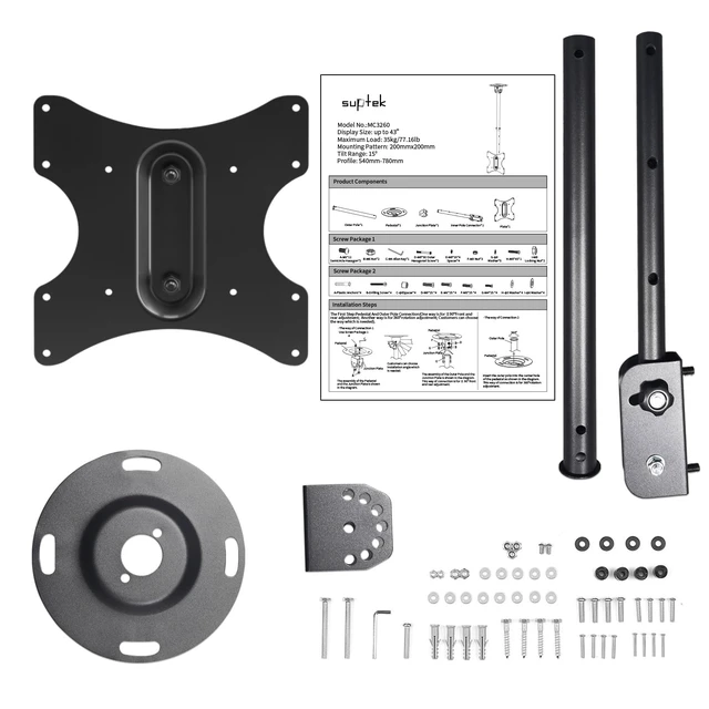 Alt view image 7 of 7 - Ceiling TV Mount Fits Most 23-43 inch LCD LED Plasma Panel Display with Max VESA 200x200mm Loaded up to 35kg/77.16lbs Height Adjustable MC3260