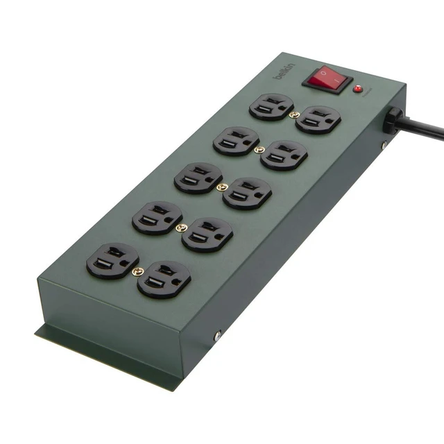 Alt view image 3 of 7 - Metal Power Strip Surge Protector, Gray (F9D1000-15), 10-Outlet heavy-duty power strip, durable metal housing, long-reach cord, home office, entertainment center
