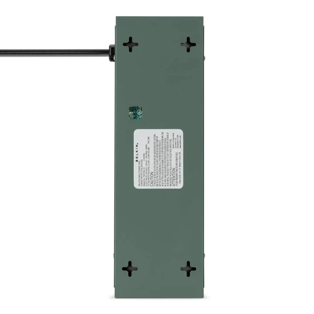 Alt view image 6 of 7 - Metal Power Strip Surge Protector, Gray (F9D1000-15), 10-Outlet heavy-duty power strip, durable metal housing, long-reach cord, home office, entertainment center