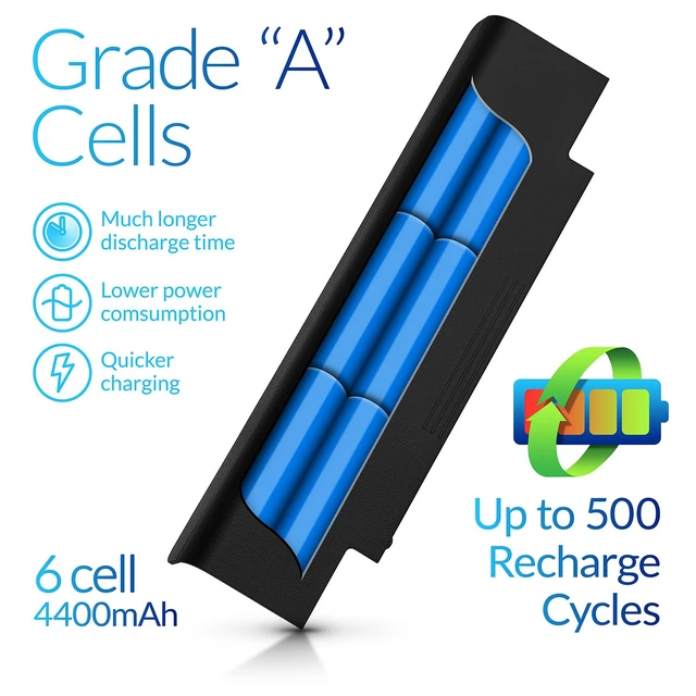 Alt view image 3 of 7 - Battery for Dell J1KND N5110 N7110 N5010 N4110 N4010 15R 17R Fits N7010 N4050 N5030 N5050 N5040 M5030 M5040 3520 3550 3750 9T48V 4T7JN 1540 P20G 6 cells 4400mAh 48Wh
