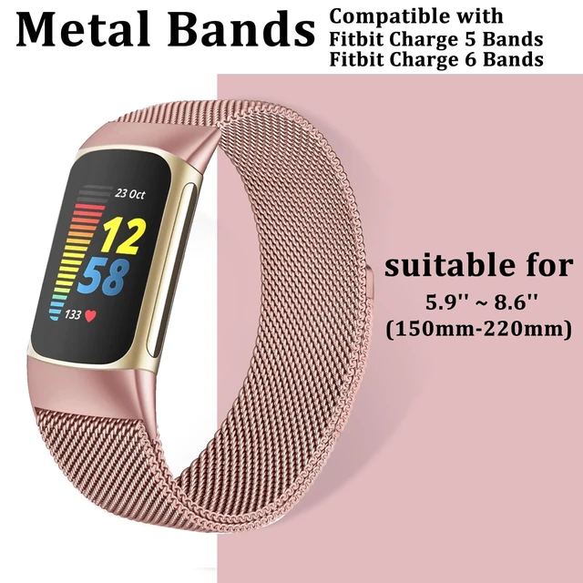 Alt view image 5 of 7 - Compatible with Fitbit Charge 6/Charge 5 Bands for Wmen Men, Metal Mesh Milanese Loop Adjustable Strap Replacement for Fitbit Charge 6/Charge 5 Advanced Fitness & Health Trackers
