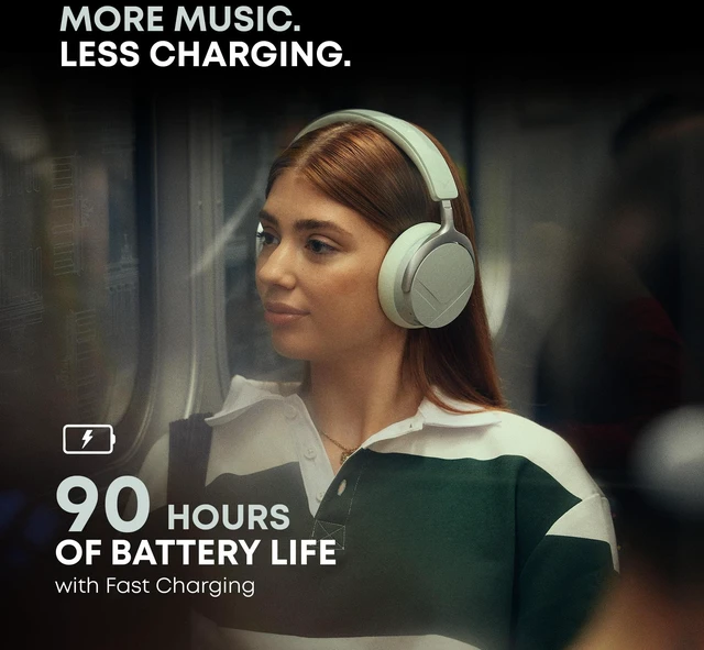 Alt view image 4 of 7 - AVENTHO Y Wireless Bluetooth Headphones, Soft Jade 90-hour battery, ANC, Bluetooth 6.0 multipoint, foldable, replaceable battery