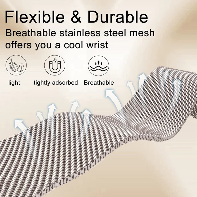 Alt view image 3 of 7 - Compatible with Fitbit Charge 6/Charge 5 Bands for Wmen Men, Metal Mesh Milanese Loop Adjustable Strap Replacement for Fitbit Charge 6/Charge 5 Advanced Fitness & Health Trackers