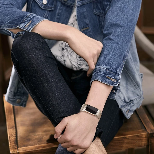 Alt view image 7 of 7 - Compatible with Fitbit Charge 6/Charge 5 Bands for Wmen Men, Metal Mesh Milanese Loop Adjustable Strap Replacement for Fitbit Charge 6/Charge 5 Advanced Fitness & Health Trackers