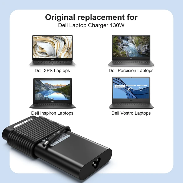 Alt view image 4 of 7 - New 130W 4.5mm AC Adapter Laptop Charger Replacement for Dell XPS 15 7590 9530 9550 9560 9570 Precision 5510 5520 5530 5540 M2800 M3800 P/N HA130PM130 0V363H DA130PM130 06TTY6 0RN7NW Power Supply Cord