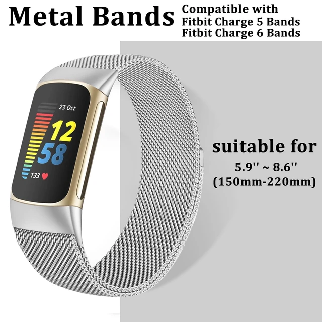 Alt view image 5 of 7 - Compatible with Fitbit Charge 6/Charge 5 Bands for Wmen Men, Metal Mesh Milanese Loop Adjustable Strap Replacement for Fitbit Charge 6/Charge 5 Advanced Fitness & Health Trackers