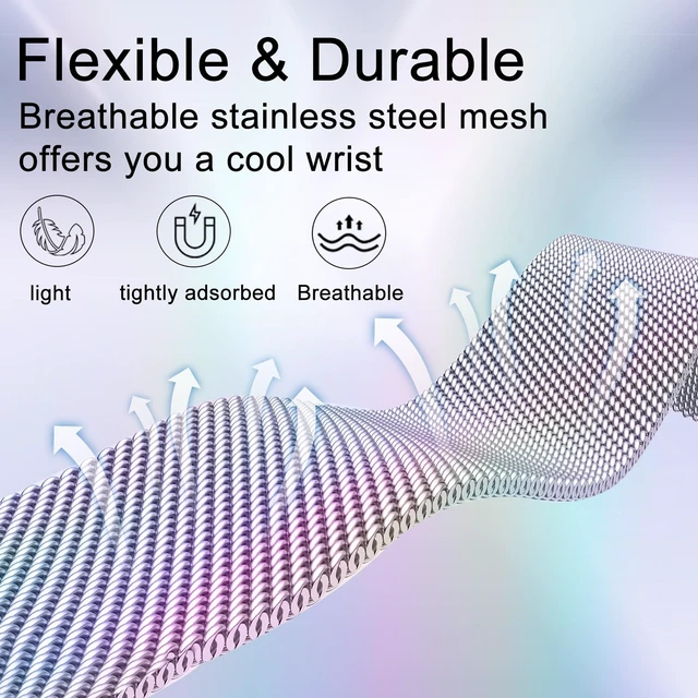 Alt view image 3 of 7 - Compatible with Fitbit Charge 6/Charge 5 Bands for Wmen Men, Metal Mesh Milanese Loop Adjustable Strap Replacement for Fitbit Charge 6/Charge 5 Advanced Fitness & Health Trackers