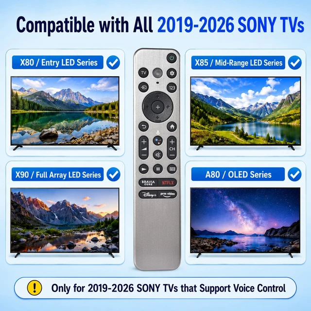 Alt view image 2 of 6 - Voice Replacement for Sony TV Remote Control for All 2019-2026 Sony LED OLED Series Smart Bravia TVs with Voice Control,XR/XBR/KD/K
