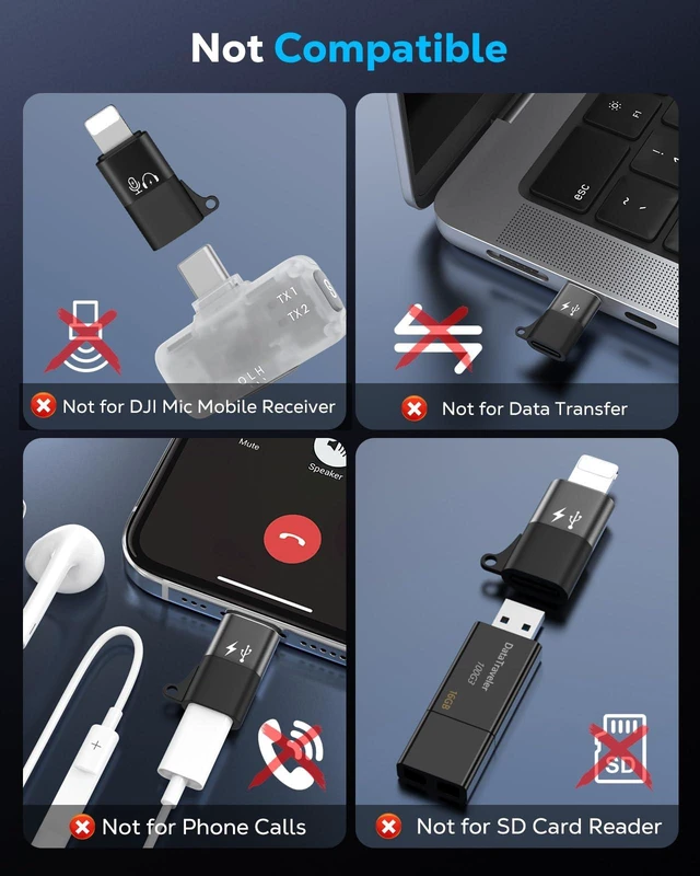 Alt view image 3 of 7 - for DJI Mic Mini USB C to Lightning Audio Adapter for iPhone, 2 Pack Support Music Playback & Charging, Not for DJI Mobile Receiver & Phone Calls, For iPhone 14/13/12/11/USB-C EarPods