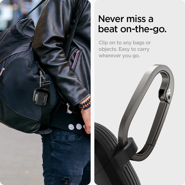 Alt view image 5 of 7 - Rugged Armor Designed for Galaxy Buds3, Buds3 Pro & 3 FE (2025/2024) TPU & PC Dual Layer, Drop Protection, Included Carabiner - Matte Black