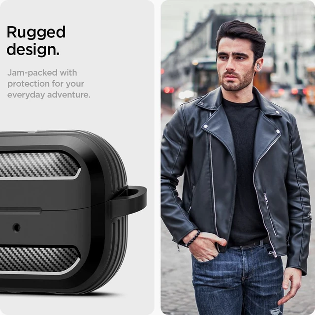 Alt view image 4 of 7 - Rugged Armor Designed for Galaxy Buds3, Buds3 Pro & 3 FE (2025/2024) TPU & PC Dual Layer, Drop Protection, Included Carabiner - Matte Black