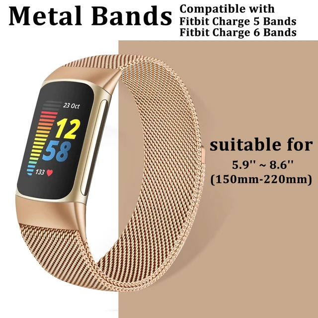 Alt view image 5 of 7 - Compatible with Fitbit Charge 6/Charge 5 Bands for Wmen Men, Metal Mesh Milanese Loop Adjustable Strap Replacement for Fitbit Charge 6/Charge 5 Advanced Fitness & Health Trackers