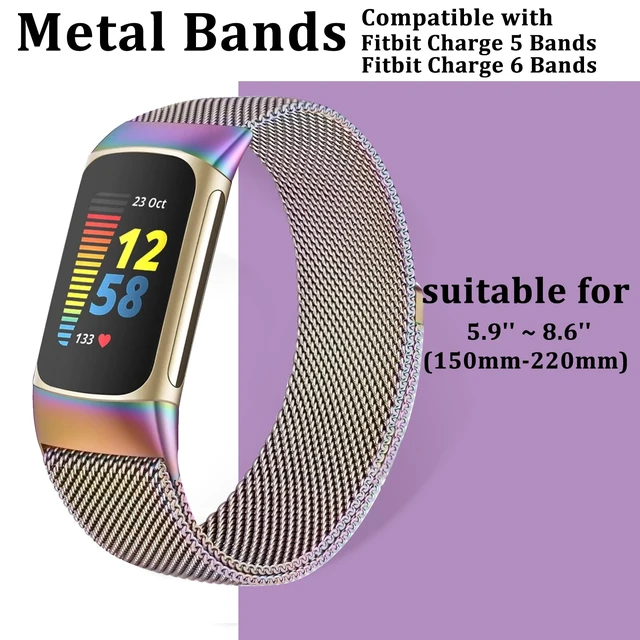 Alt view image 5 of 7 - Compatible with Fitbit Charge 6/Charge 5 Bands for Wmen Men, Metal Mesh Milanese Loop Adjustable Strap Replacement for Fitbit Charge 6/Charge 5 Advanced Fitness & Health Trackers