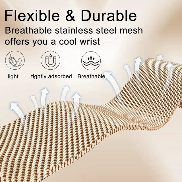 Alt view image 3 of 7 - Compatible with Fitbit Charge 6/Charge 5 Bands for Wmen Men, Metal Mesh Milanese Loop Adjustable Strap Replacement for Fitbit Charge 6/Charge 5 Advanced Fitness & Health Trackers