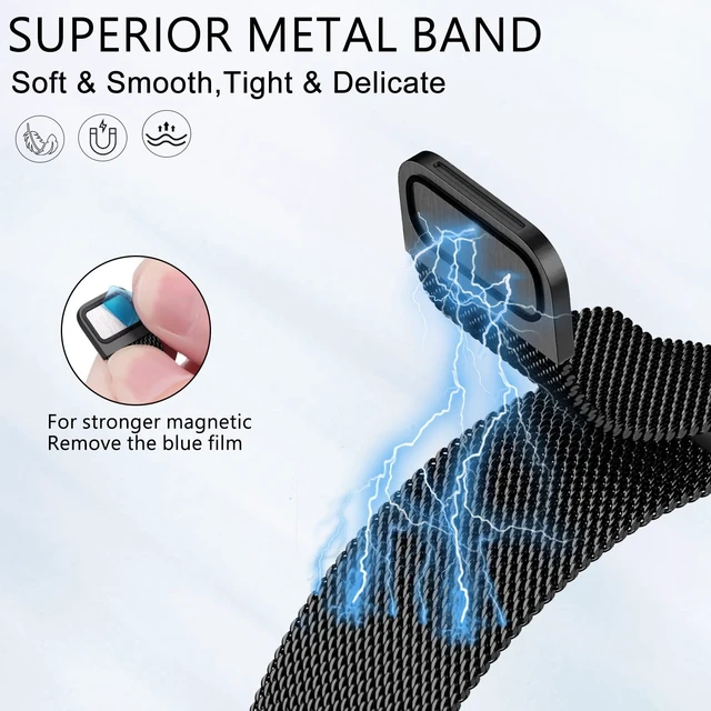 Alt view image 2 of 7 - Compatible with Fitbit Charge 6/Charge 5 Bands for Wmen Men, Metal Mesh Milanese Loop Adjustable Strap Replacement for Fitbit Charge 6/Charge 5 Advanced Fitness & Health Trackers