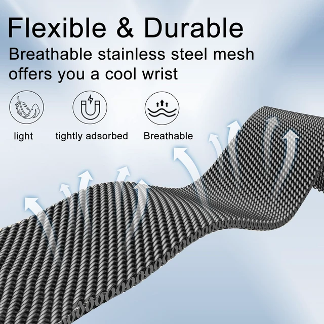 Alt view image 3 of 7 - Compatible with Fitbit Charge 6/Charge 5 Bands for Wmen Men, Metal Mesh Milanese Loop Adjustable Strap Replacement for Fitbit Charge 6/Charge 5 Advanced Fitness & Health Trackers