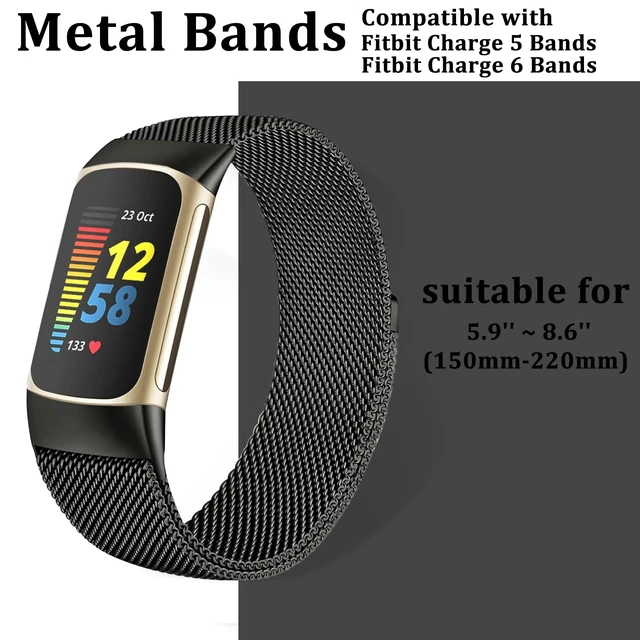 Alt view image 5 of 7 - Compatible with Fitbit Charge 6/Charge 5 Bands for Wmen Men, Metal Mesh Milanese Loop Adjustable Strap Replacement for Fitbit Charge 6/Charge 5 Advanced Fitness & Health Trackers