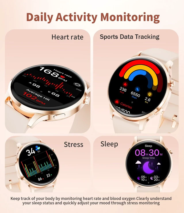 Alt view image 6 of 7 - Smart Watches for Women,1.32" HD Fitness Tracker Watch with Answer/Make Call,AI Voice Control,Heart Rate/Calories/SpO2 Monitor 100+ Sport Modes Ladies Smart Watch for Android iOS (Pink)