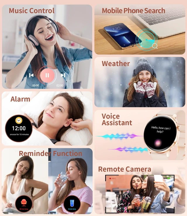 Alt view image 7 of 7 - Smart Watches for Women,1.32" HD Fitness Tracker Watch with Answer/Make Call,AI Voice Control,Heart Rate/Calories/SpO2 Monitor 100+ Sport Modes Ladies Smart Watch for Android iOS (Pink)