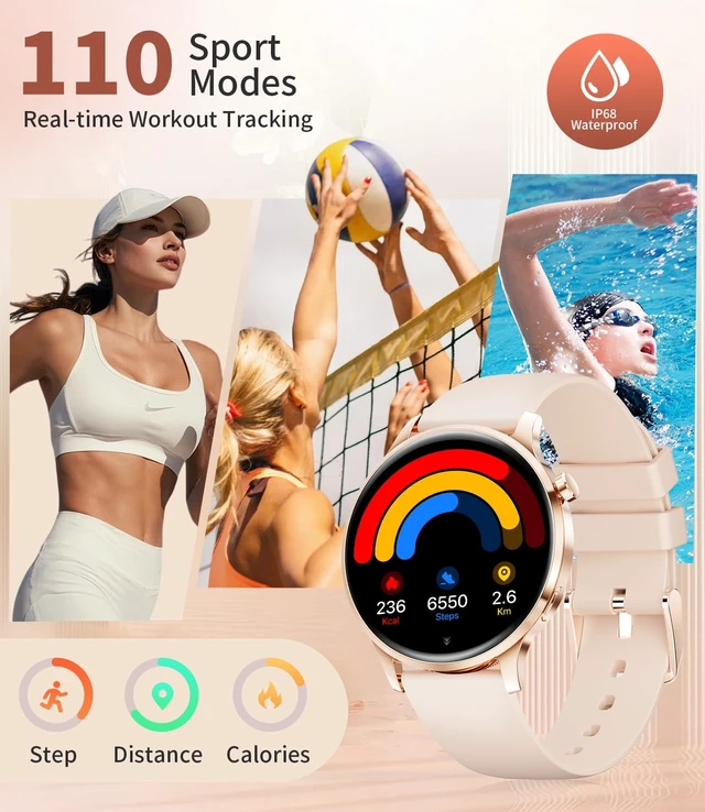 Alt view image 4 of 7 - Smart Watches for Women,1.32" HD Fitness Tracker Watch with Answer/Make Call,AI Voice Control,Heart Rate/Calories/SpO2 Monitor 100+ Sport Modes Ladies Smart Watch for Android iOS (Pink)