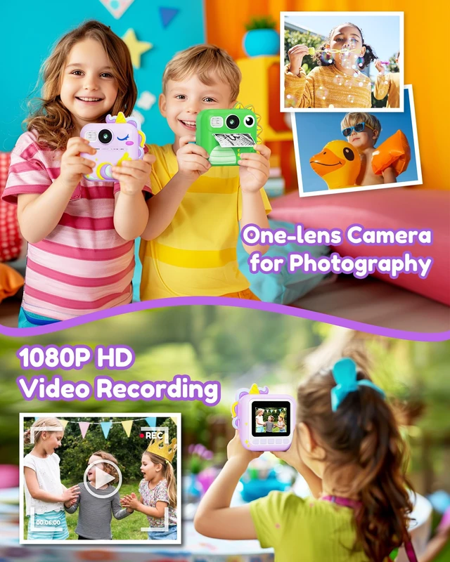 Alt view image 5 of 7 - Kids Camera Instant Print, Toddler Cameras Christmas Birthday Gifts for Girls Age 3-12, Digital Video Instant Printable Camera for Kids,Toys for Ages 5-7 Girls (Purple)