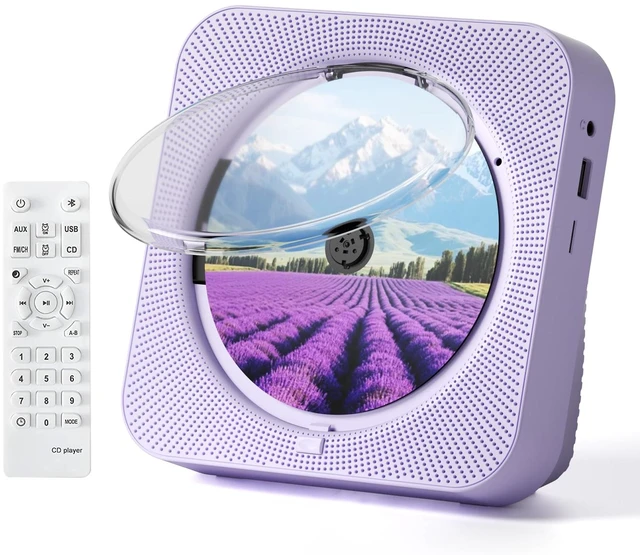 Main image of CD Player with Speakers Bluetooth Desktop CD Players for Home Kpop Music CD Player with LED Screen FM Radio Timer Support AUX USB TF Card PlaybackPurple