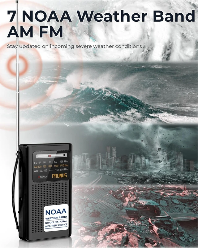 Alt view image 2 of 6 - NOAA Weather Radio AM FM, AA Battery Radio for Power Outages J161 Handheld, Best Reception,Stereo Earphone Jack, for Emergency, Hurricane, Storm, Running, Walking,Home, Transistor Radio
