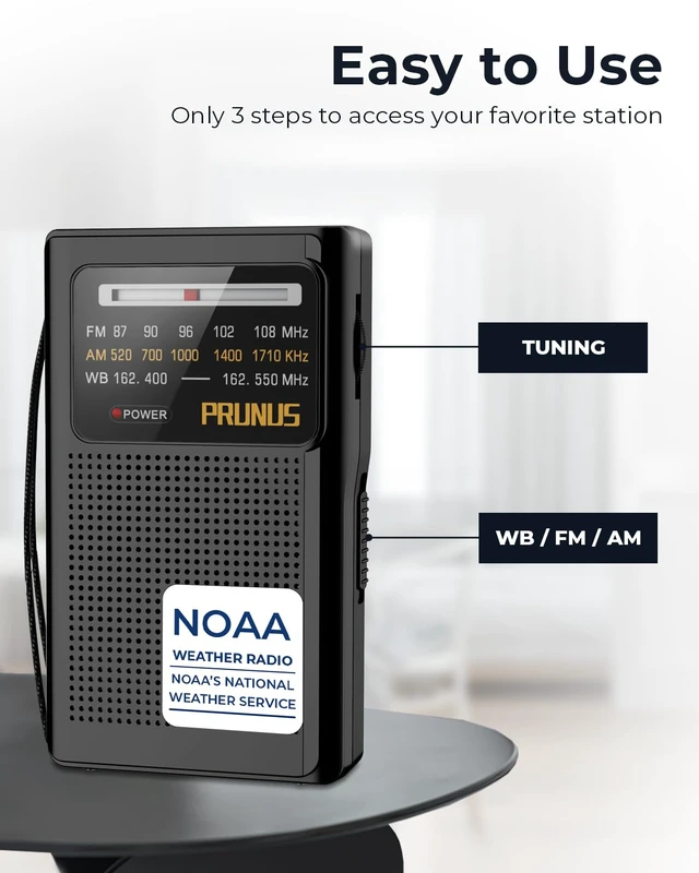 Alt view image 5 of 6 - NOAA Weather Radio AM FM, AA Battery Radio for Power Outages J161 Handheld, Best Reception,Stereo Earphone Jack, for Emergency, Hurricane, Storm, Running, Walking,Home, Transistor Radio