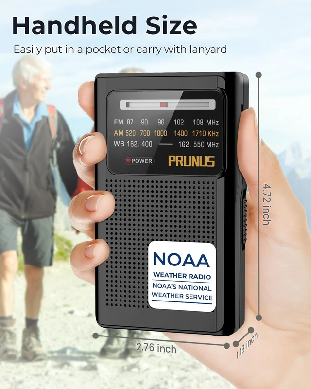 Alt view image 4 of 6 - NOAA Weather Radio AM FM, AA Battery Radio for Power Outages J161 Handheld, Best Reception,Stereo Earphone Jack, for Emergency, Hurricane, Storm, Running, Walking,Home, Transistor Radio