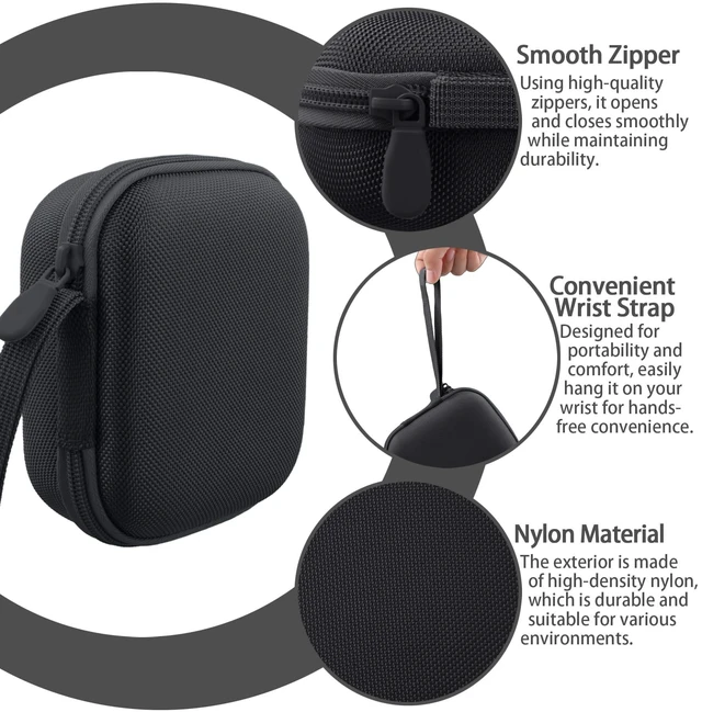 Alt view image 6 of 7 - for Bose New SoundLink Micro 2nd Gen Speaker Protective Case, Black EVA Hard Shell, Soft Velvet Lining, Durable Wrist Strap, Portable Travel Bag with Carabiner, Mesh Accessory Pocket
