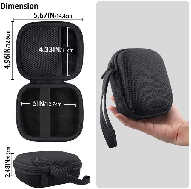 Alt view image 7 of 7 - for Bose New SoundLink Micro 2nd Gen Speaker Protective Case, Black EVA Hard Shell, Soft Velvet Lining, Durable Wrist Strap, Portable Travel Bag with Carabiner, Mesh Accessory Pocket